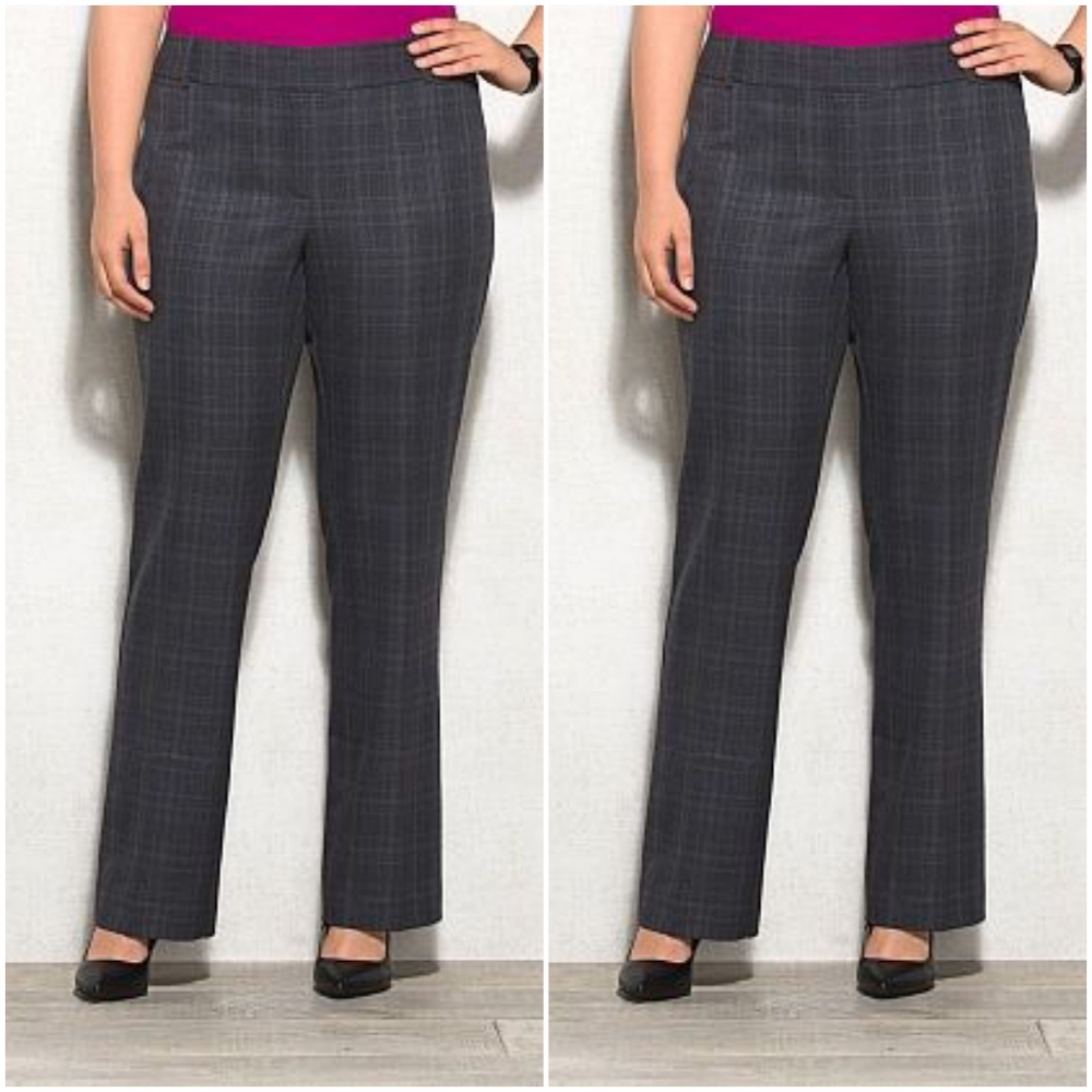Roz & Ali Classic Fit Plaid Pants